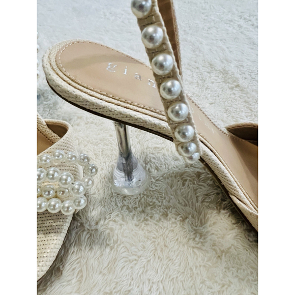 Gianni Bini Bridal Collection Sz 8.5 Cream Haydn Satin Pearl Bow Dress Sandals - Picture 8 of 16